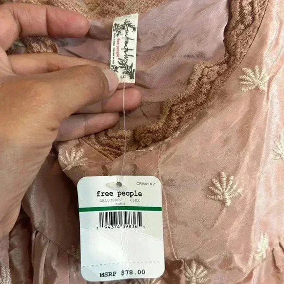 Free People Intimately Jenna Embroidered Camisole Sand Romantic Top - Picture 7 of 7